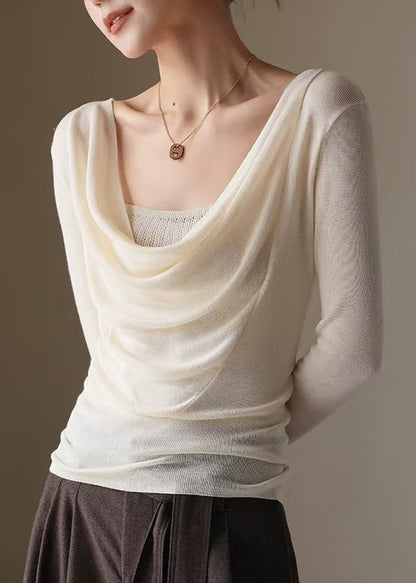 Apricot Turtle Neck Knit Blouse Top Spring