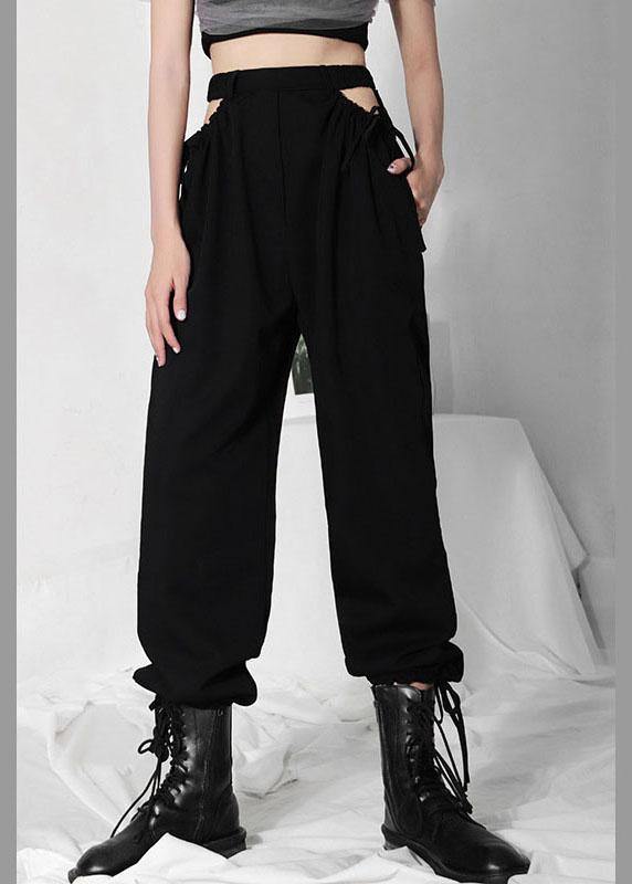 Black High Waist Cinchedcargo Pants