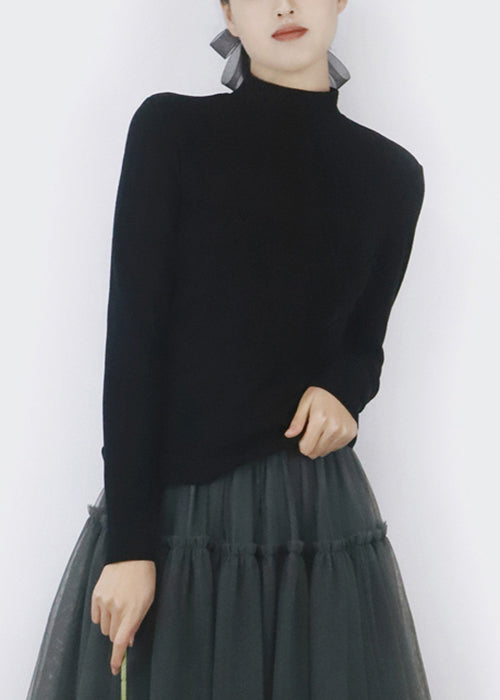 Black Warm Spring T Shirts Turtleneck