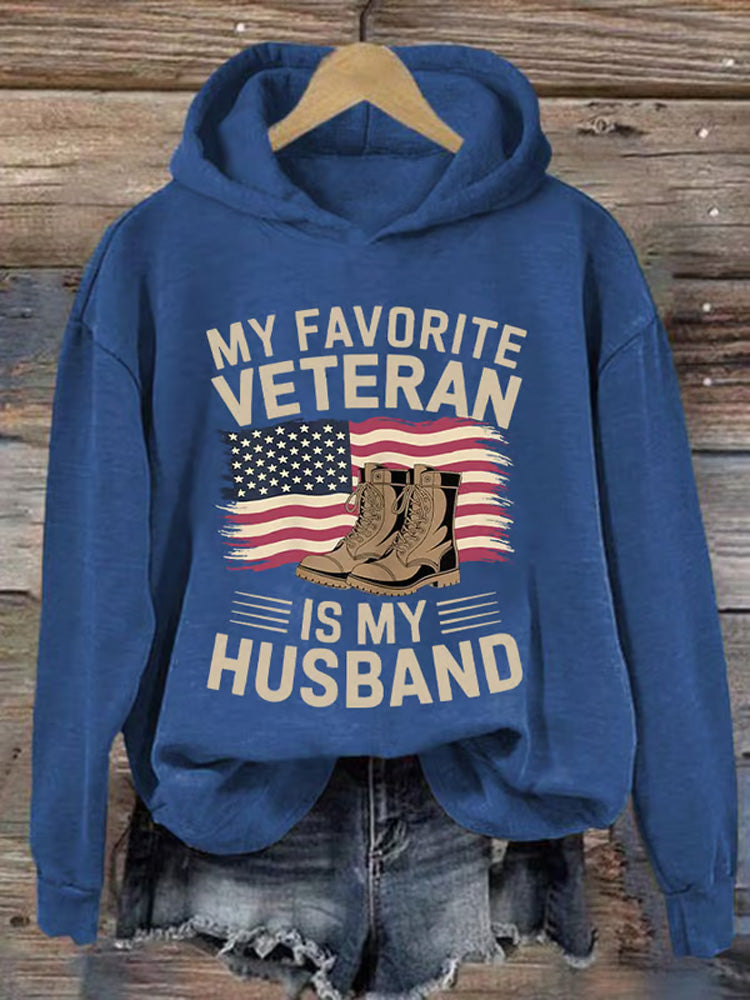 Comstylish Women's 'my Favorite Veteran Is My Husband' Print Hoodie