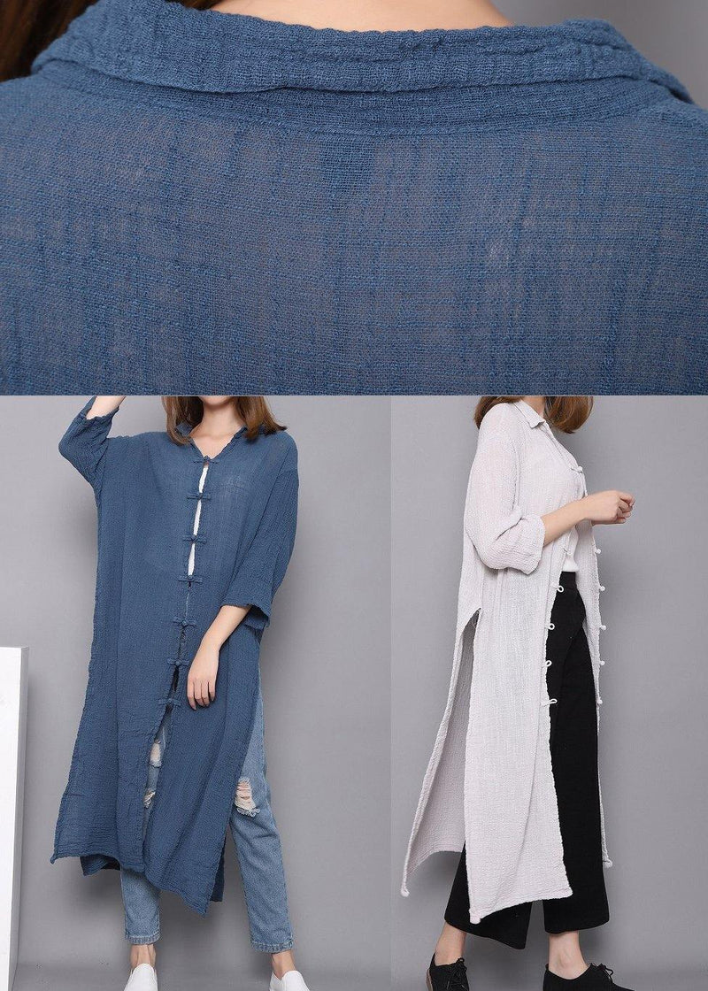 White Peter Pan Collar Dress Chinese Button Spring Maxi Dress