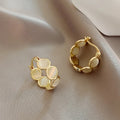White Stone Gold Hoop Earrings