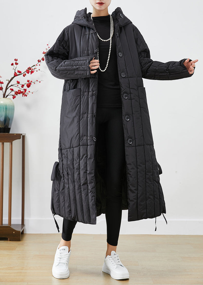 Black Oversized Striped Fine Cotton Filled Puffers Jackets Winter