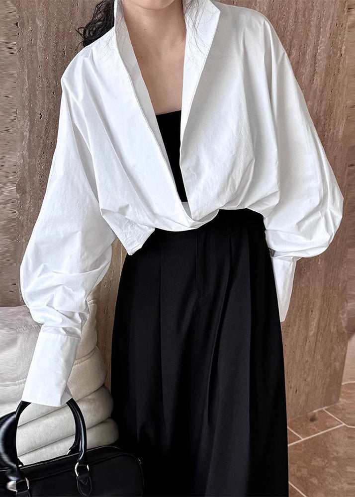 White Stand Collar Shirts Spring