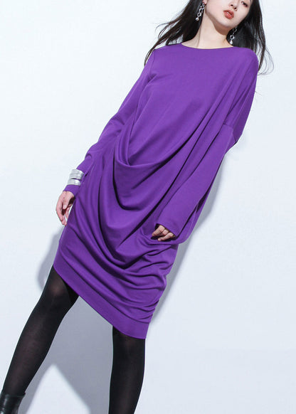 Purple Asymmetrical Design Maxi Dress Fall