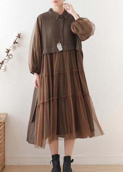 Chocolate Cotton Patchwork Tulle Summer Holiday Dress