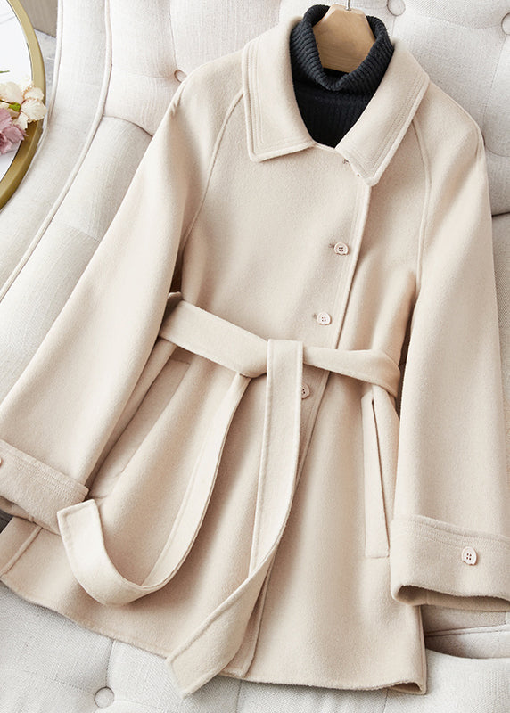 Green Peter Pan Collar Woolen Single Breaste Coat Winter