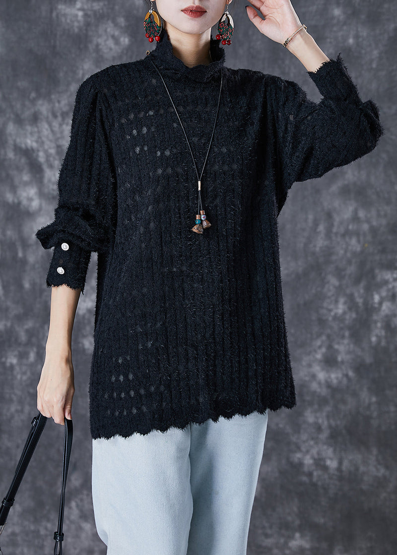 Black Turtle Neck Knit Shirt Tops Fall