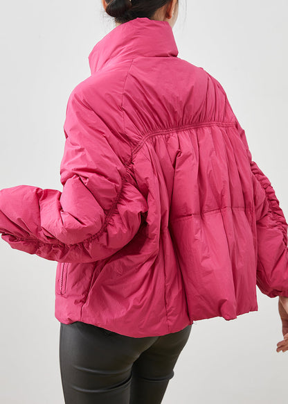 Rose Zip Up Wrinkled Duck Down Down Coat Winter