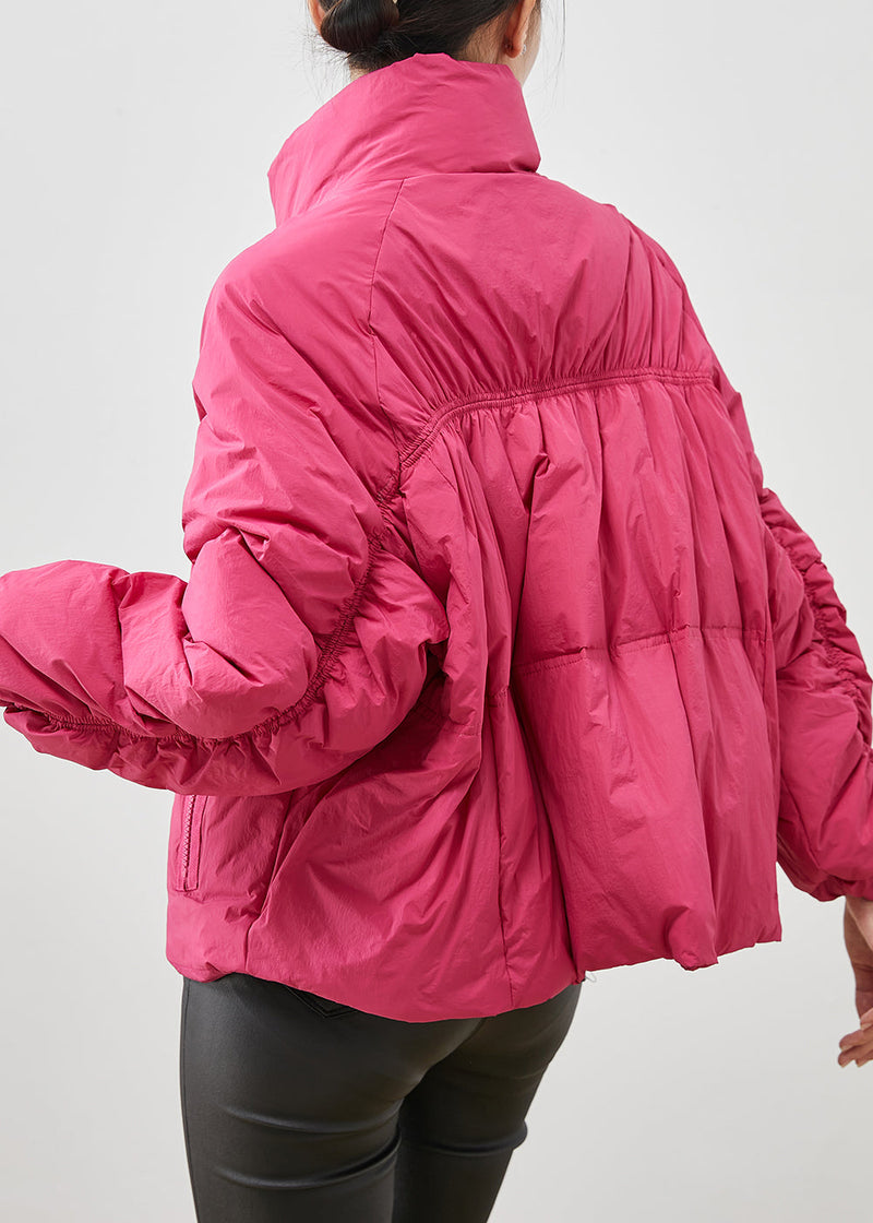 Rose Zip Up Wrinkled Duck Down Down Coat Winter