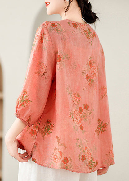 Orange Patchwork Low High Design Shirt Summer