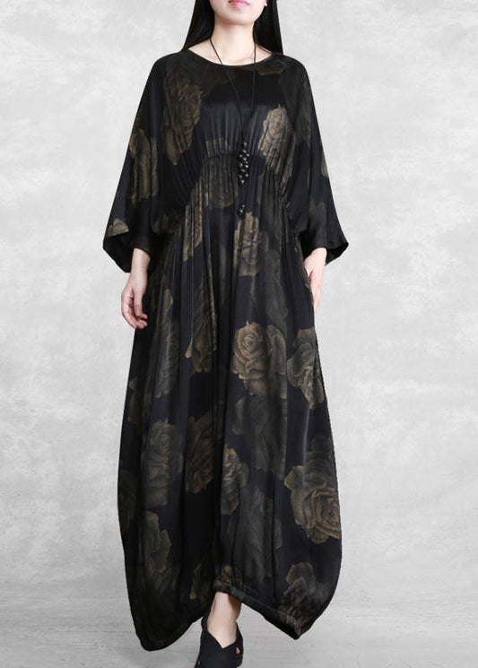 O Neck Cinched Spring Dresses Lnspiration Black Print Traveling Dress