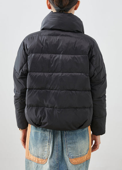 Black Oversized Pockets Duck Down Jackets Winter