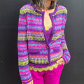 Vintage Striped Line Print Women's Cardigan Sweater elevenforest
