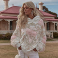 Comstylish Women's Flower Embroidery Art Casual Hoodie
