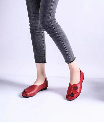 Faux Leather Flats Splicing Comfortable Black Soofairy Shoes-20251