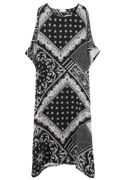 O Neck Summer Quilting Dresses Photography Black Print Traveling Dress