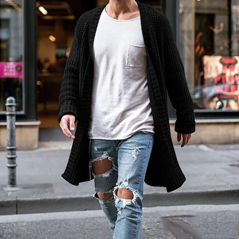 Men's Pure Color Loose Knitted Cardigan elevenforest