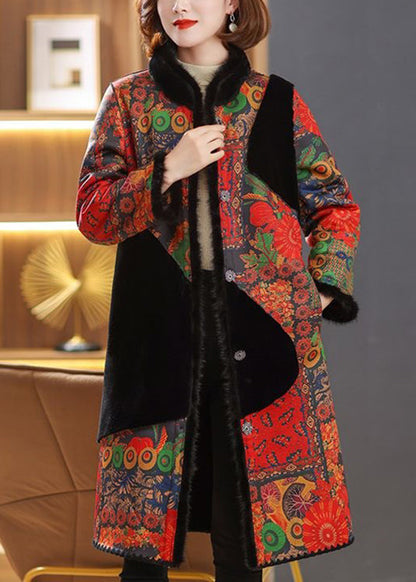 Loose Black Fluffy Pockets Wear on Both Sides Thick Long Coat Fall