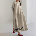 Comstylish Women's Cat & Paw Embroidery Art Cozy Maxi Dress
