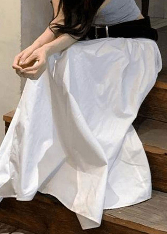 Fine White High Waist Cotton Skirts Summer