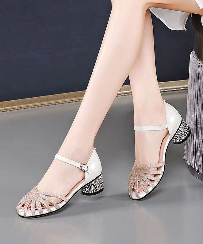 Blue Hollow Out Buckle Strap Chunky Sandals