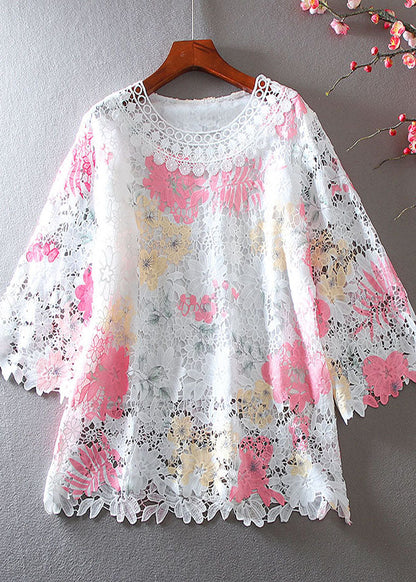 Pink Embroidered Lace Shirt Bracelet Sleeve
