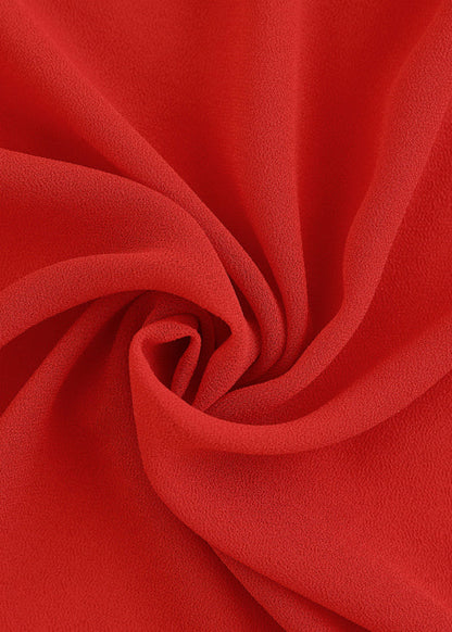 Red V Neck Ruffled Asymmetrical Patchwork Silk Dress Spring