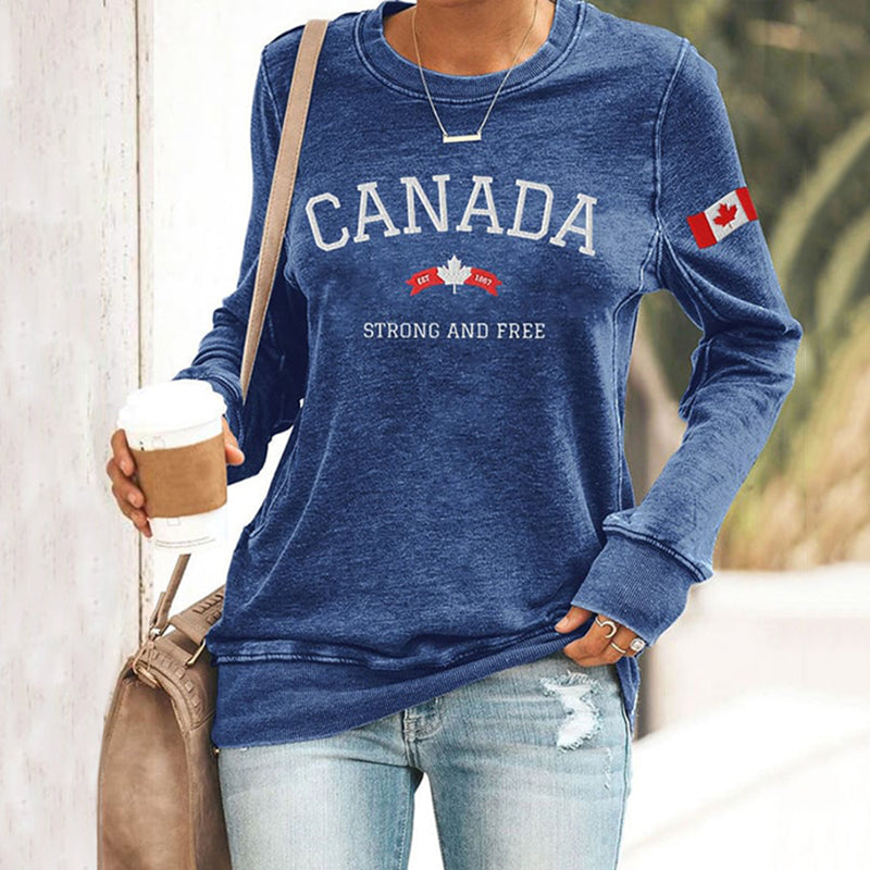Comstylish Women's Canada Strong And Free Print Sweatshirt