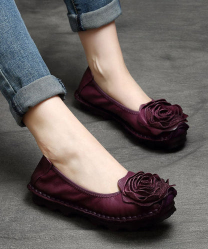 Handmade Splicing Flats Red Cowhide Leather Penny Loafers