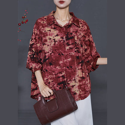 Mulberry Oversized Tie Dye Chiffon Blouse Top Summer