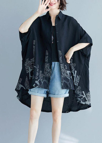 Brown Graphic Low High Design Cotton Summer Shirt Tops