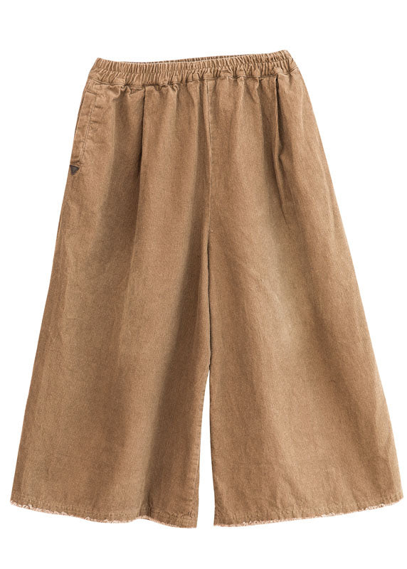 Natural Chocolate Corduroy Wide Leg Pants Spring