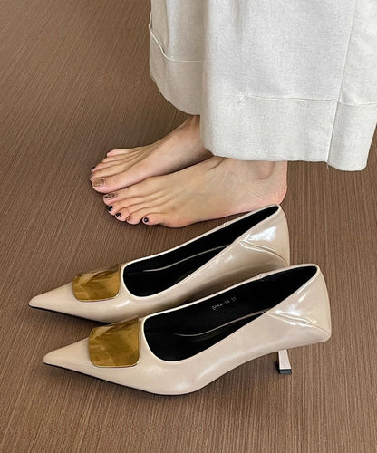 Black High Heels Splicing French Sequined Pointed Toe