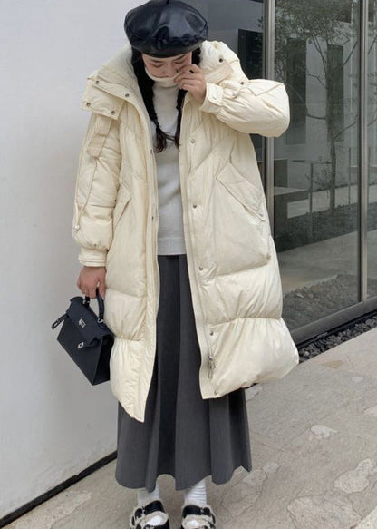 Purple Zip Up Pockets Duck Down Hooded Coats Winter