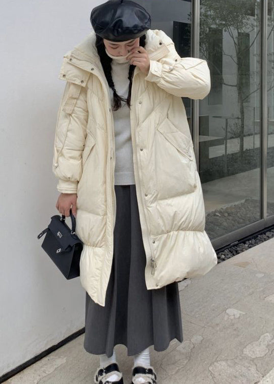Purple Zip Up Pockets Duck Down Hooded Coats Winter