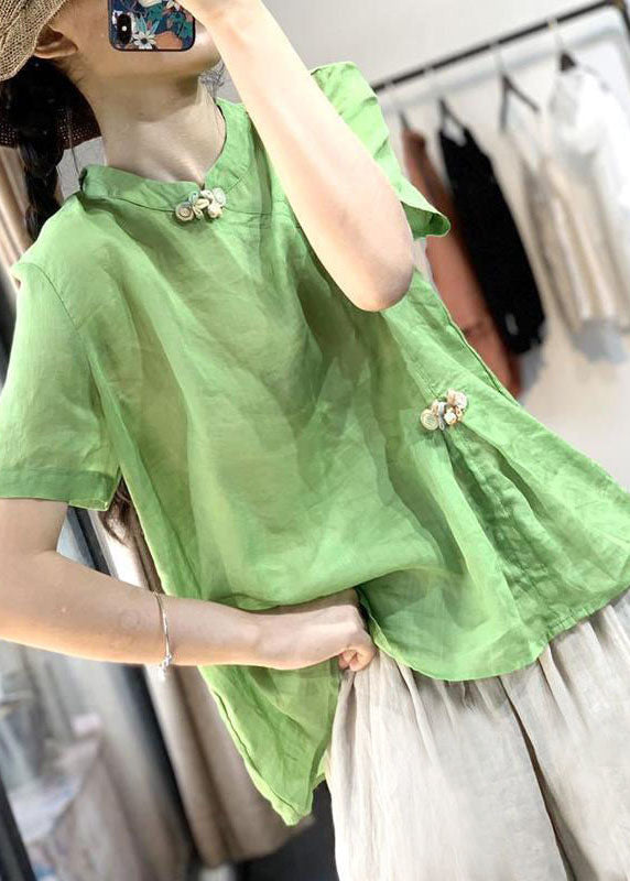 Pink Stand Collar Patchwork Bow Shirt Short Sleeve