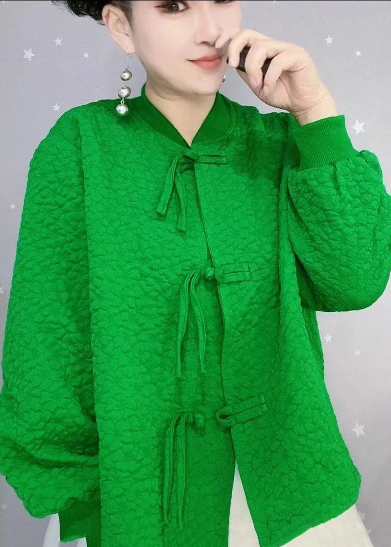 Purple Red Oversized Chinese Button Cotton Coats Fall