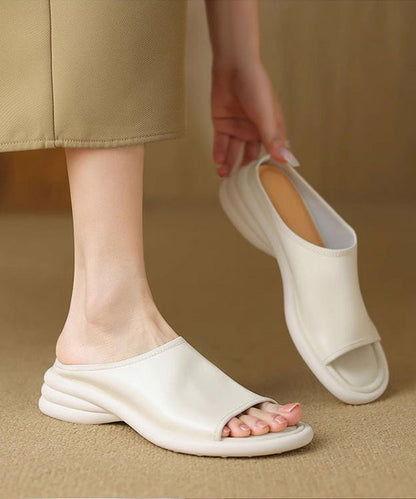 Pink Splicing Peep Toe Slide Sandals