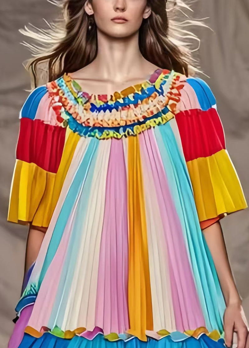 Rainbow Exra Large Hem Chiffon Tea Dresses Summer