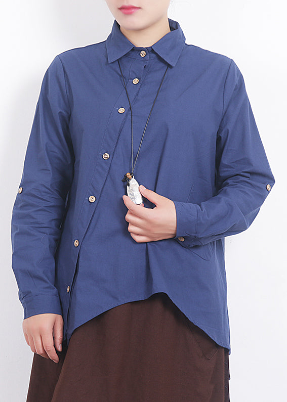 Original Design White Asymmetrical Design Cotton Shirt Spring
