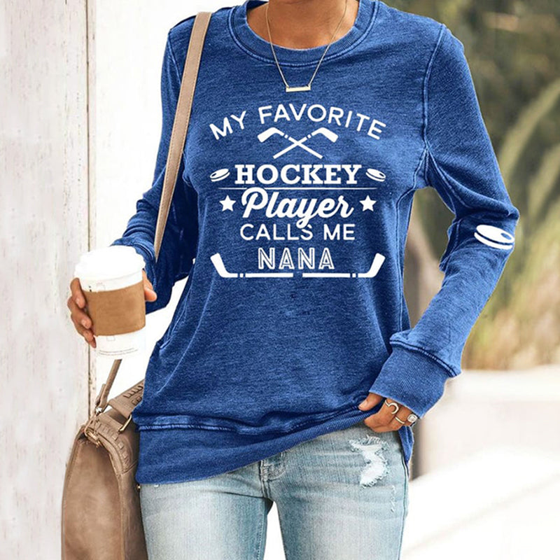 Comstylish Women's My Favourite Hockey Player Calls Me Nana Printed Casual Sweatshirt