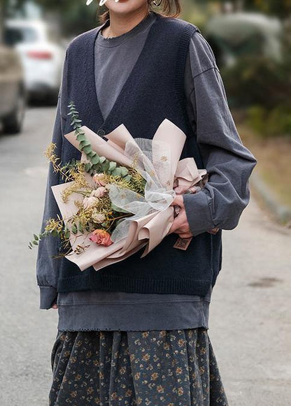 For Spring Blue Spring V Neck Button Down Knitted Coat