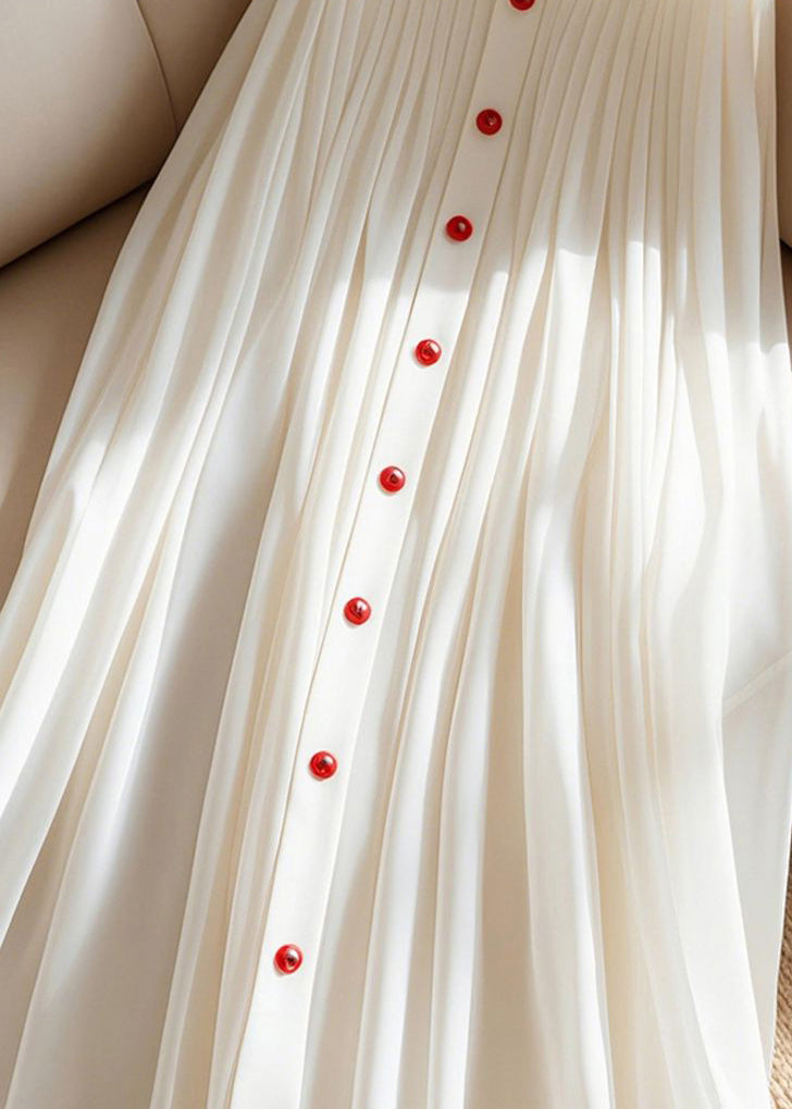 Art White High Waist Pleated Skirt Summer