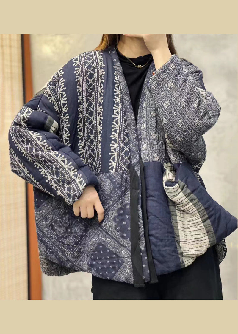 Orange V Neck Pockets Patchwork Fine Cotton Filled Jackets Winter
