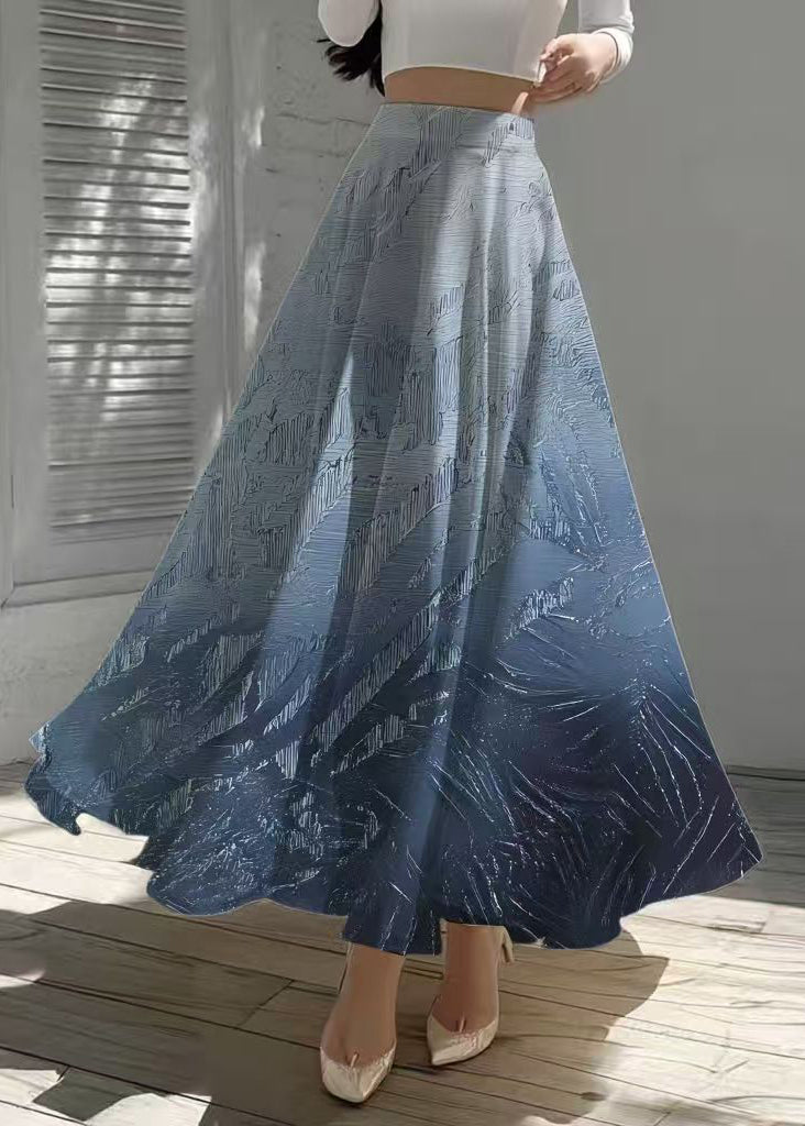 Gradient Navy Exra Large Hem Chiffon Skirts Fall