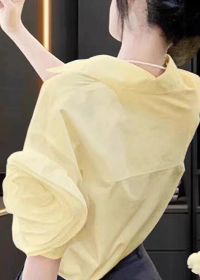White Peter Pan Collar Cotton Shirts Summer