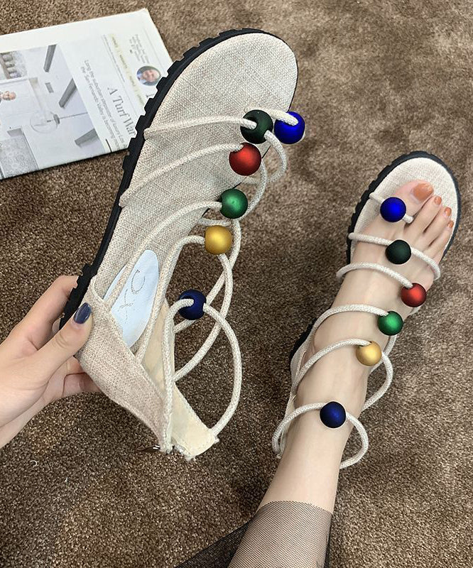 White Beach Sandals Multicolour Bead Sandals