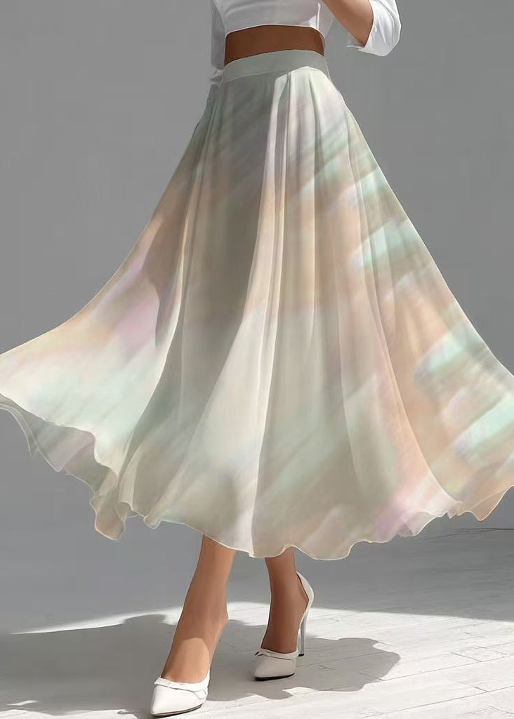 Gradient Color Exra Large Hem Chiffon Skirts Summer