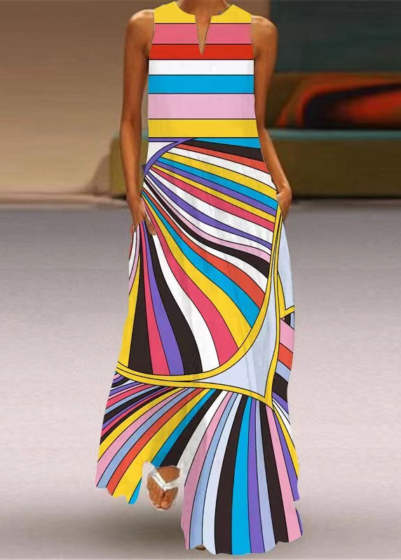 Pink Print Pockets Vacation Maxi Dresses Summer